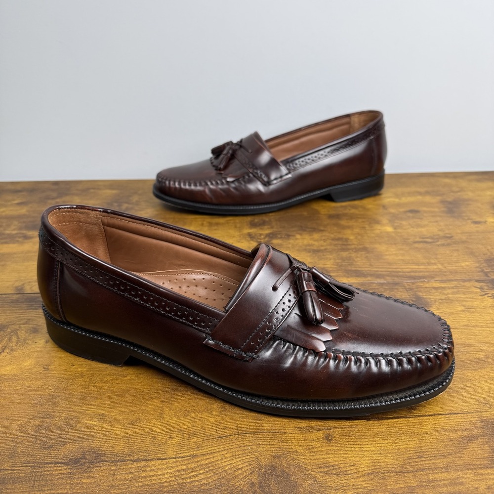 GH Bass Loafers Mens 12D Brown Leather Nelson Tassel Slip On Dress Shoes Kiltie